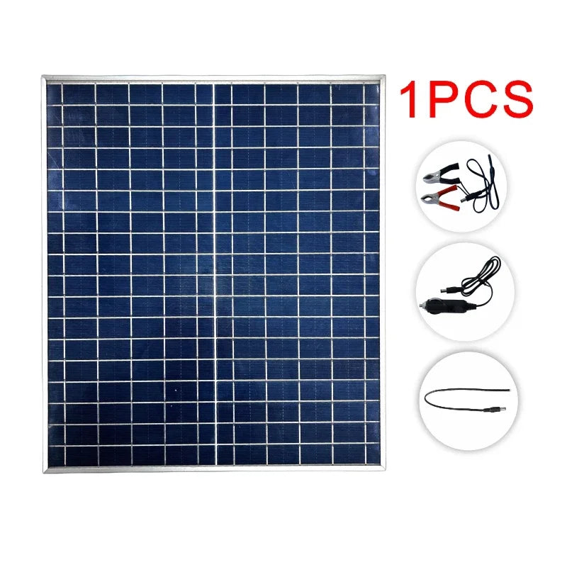 500W Rigid Monocrystalline Solar Panel with Aluminum Frame 12V Battery Charger for RV Camping Boat Home Off Grid Power USB