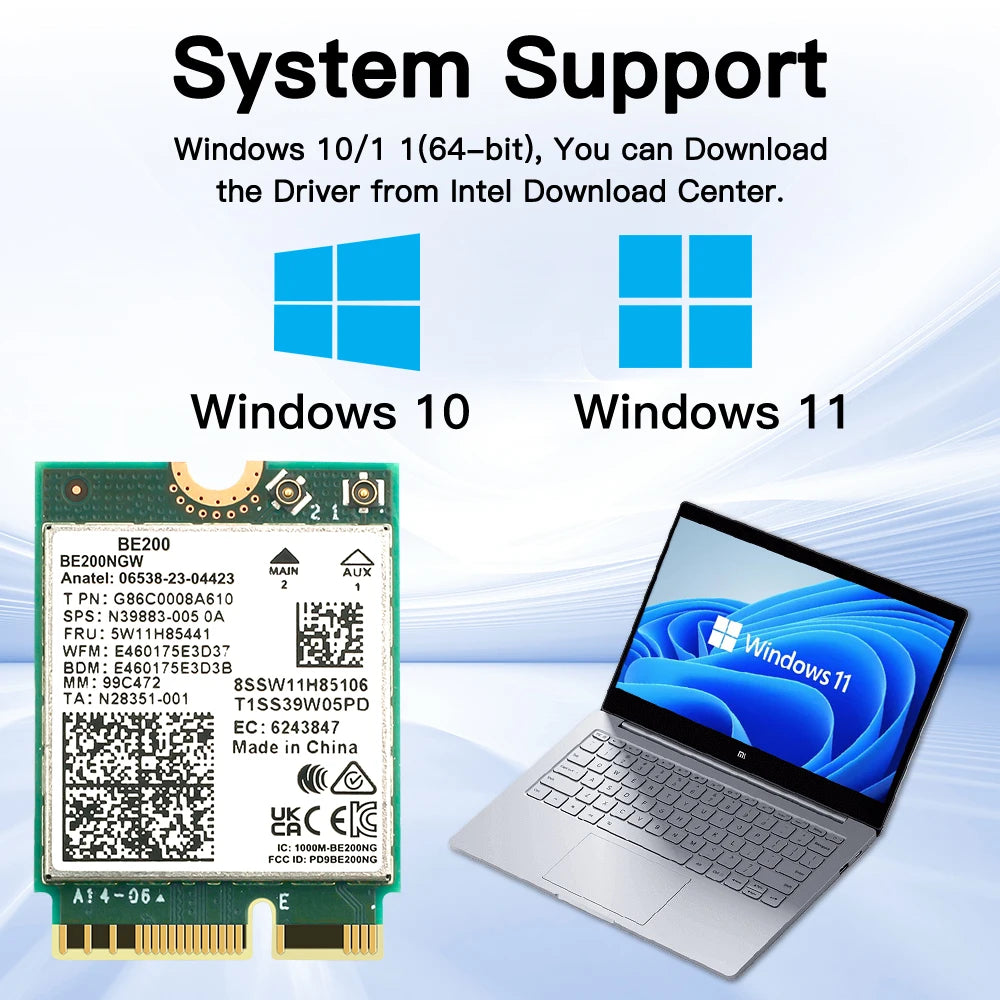 BE200 M.2 Wi-Fi 7 and Bluetooth 5.4 Card