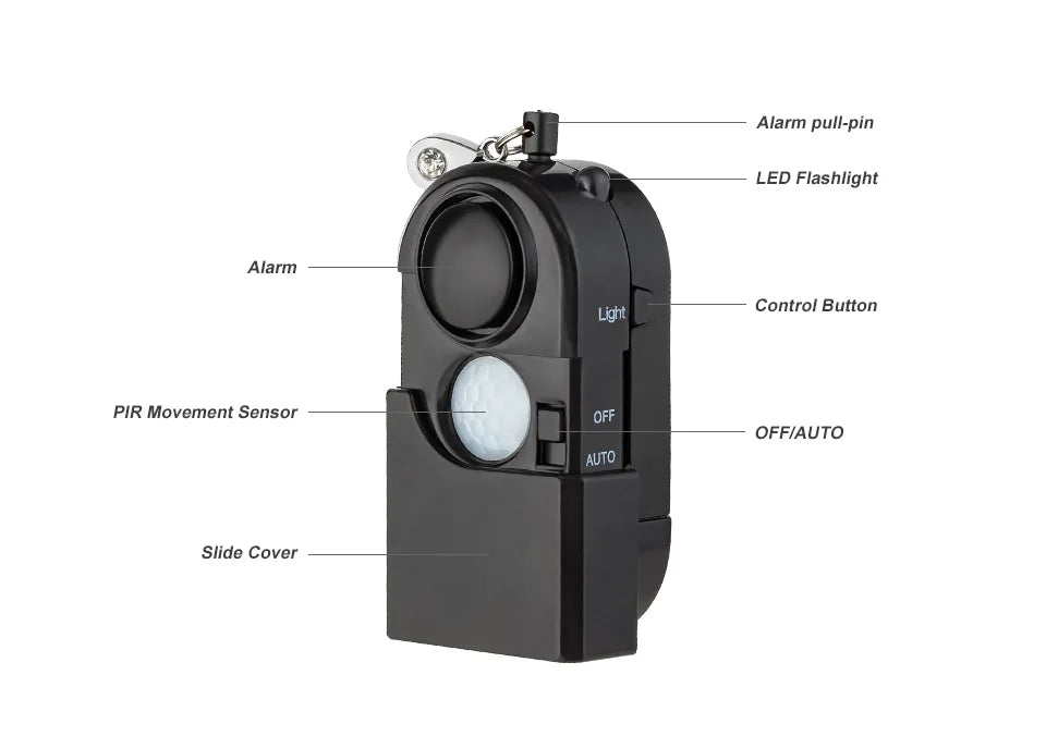 KERUI Portable Mini Motion Detector Alarm 120DB Siren SOS LED Light Security Alarm For Travel Home Kids Safe Personal Alarms 
