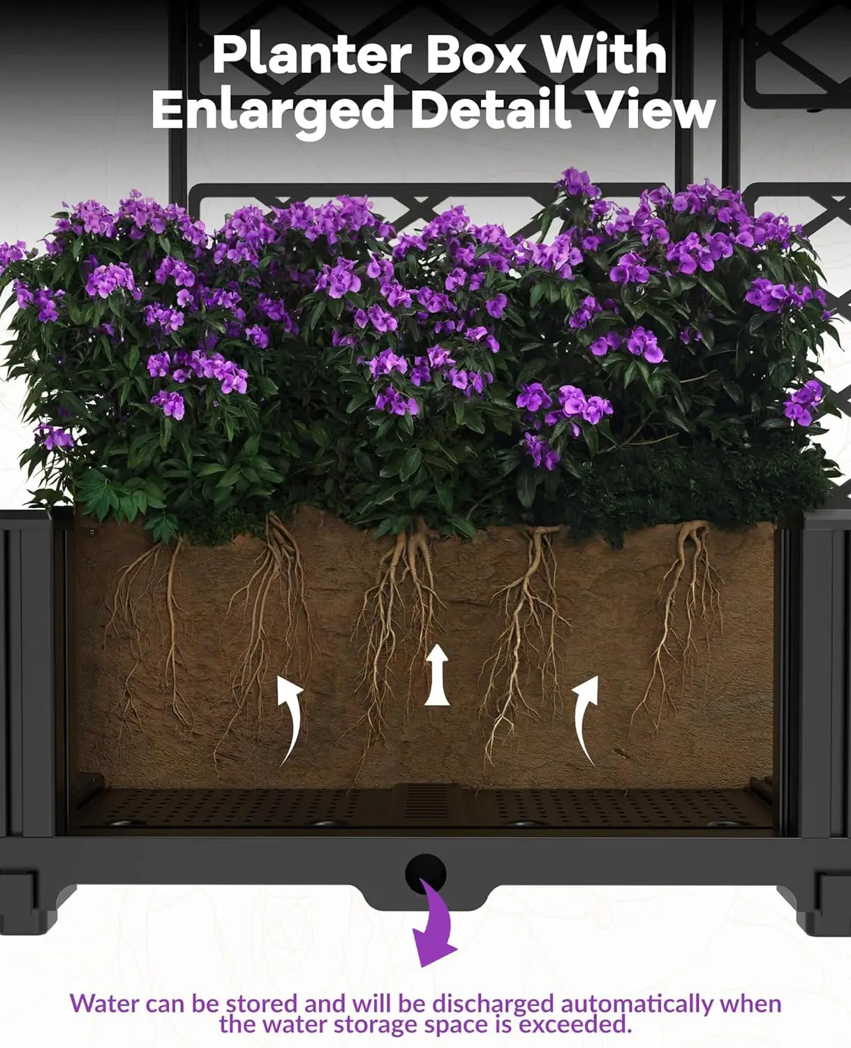 3-Piece Raised Planter Box with Trellis for Climbing Plants