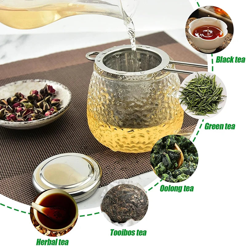  Rustfrit stål te-infuser med låg og sammenfoldelige håndtag