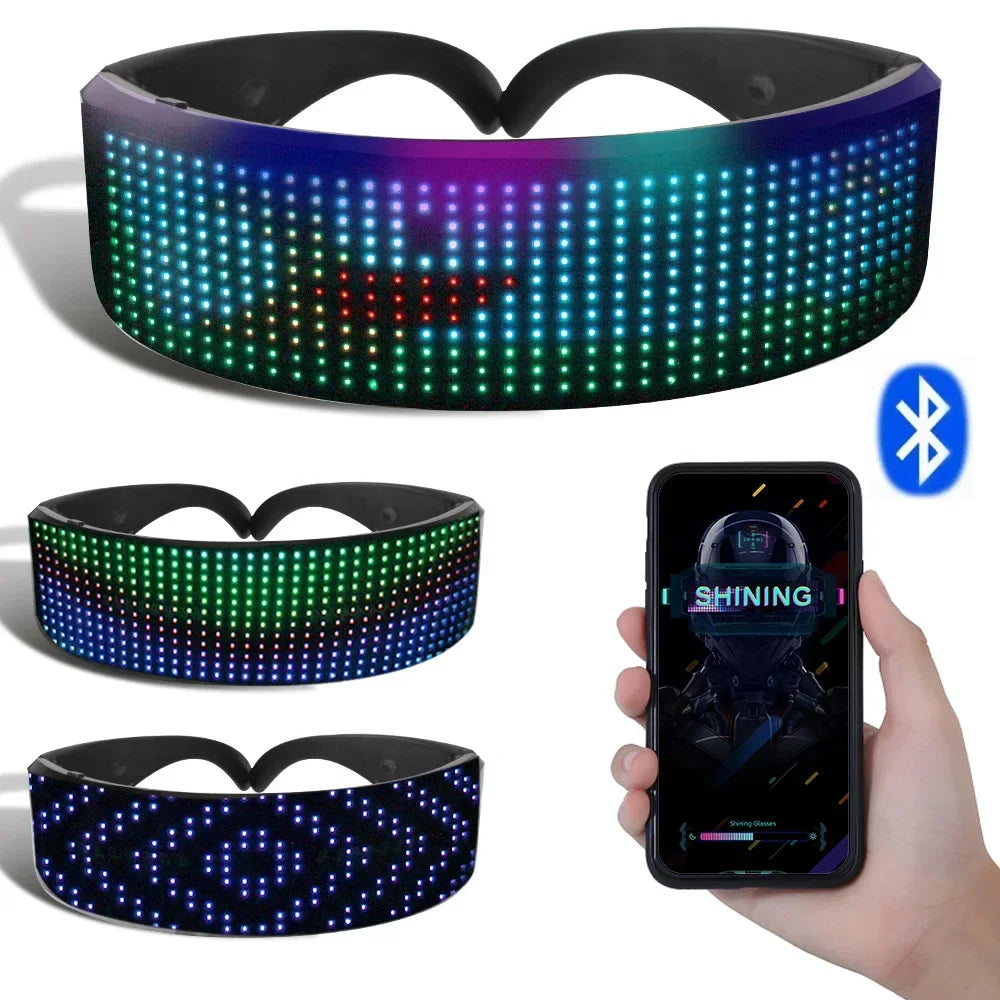 DIY Shining Electronic Futuristic Eyewear Glow The Dark Bluetooth LED Luminous Glasses Prop for Party Bar Festival Performance 