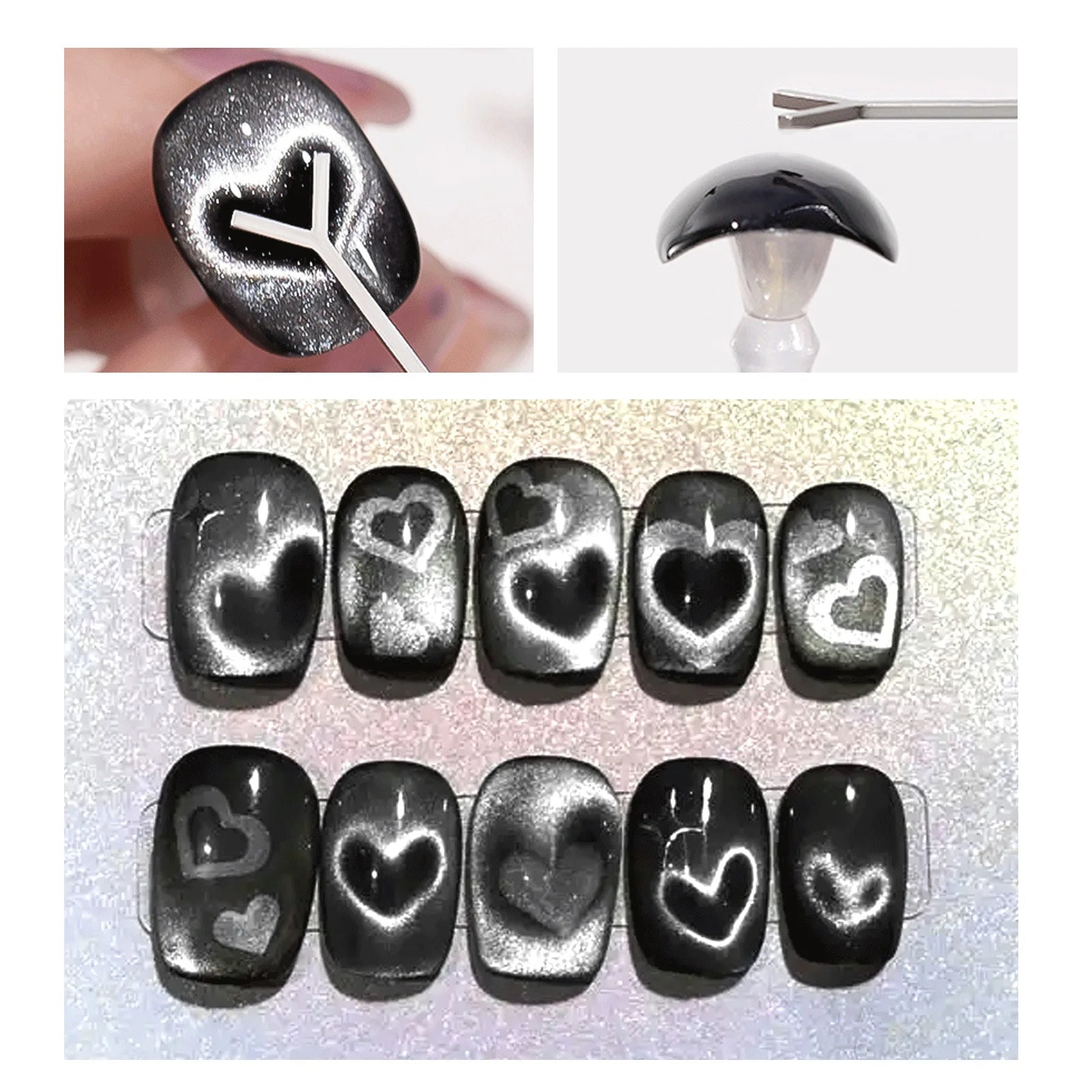 Y-Shaped Cat Eye Nail Polish Magnet Rod Combination Set Nail Art DIY Love Heart Effect Gel Polish Magnet Rod Tool Set 