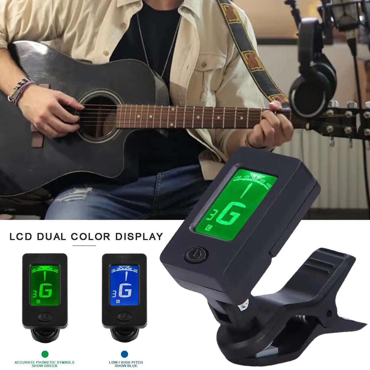 Clip-On Digital Instrument Tuner with LCD