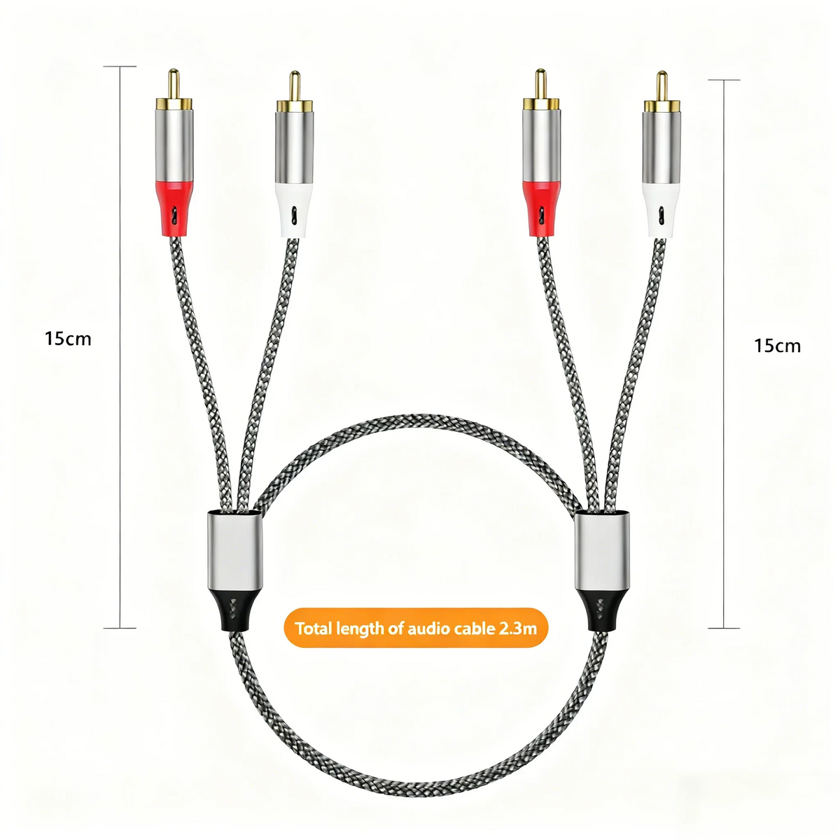 Conjunto de cabos de áudio RCA estéreo