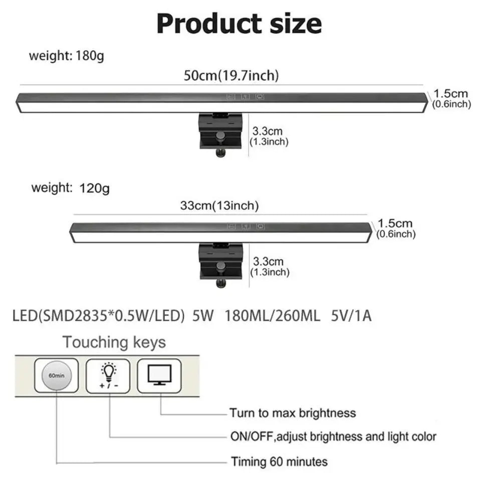 Monitor Light Bar - Straight and Curved Options