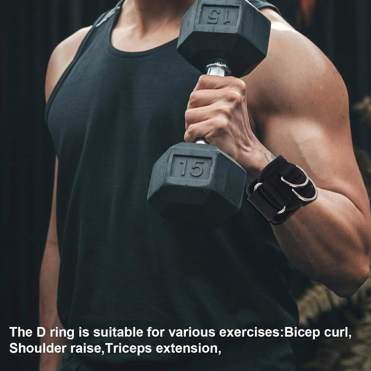 Pair of Weightlifting Wrist Straps with D-Ring for Deadlifts