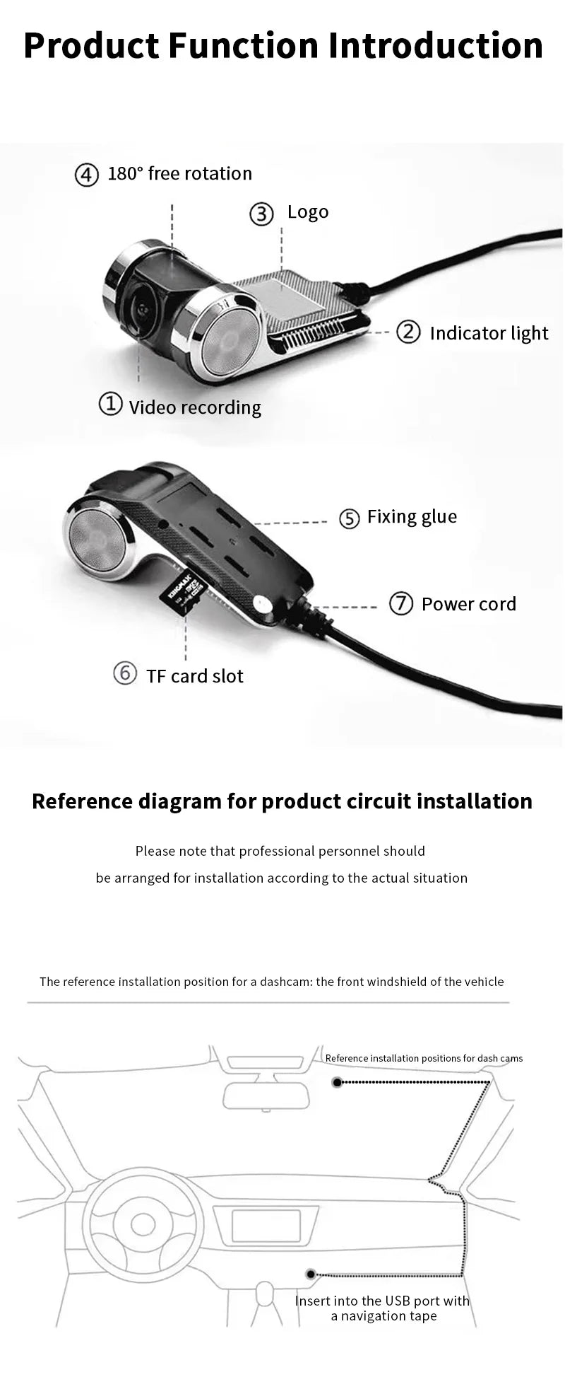 Cameră auto USB 720p pentru unități multimedia Android compatibile
