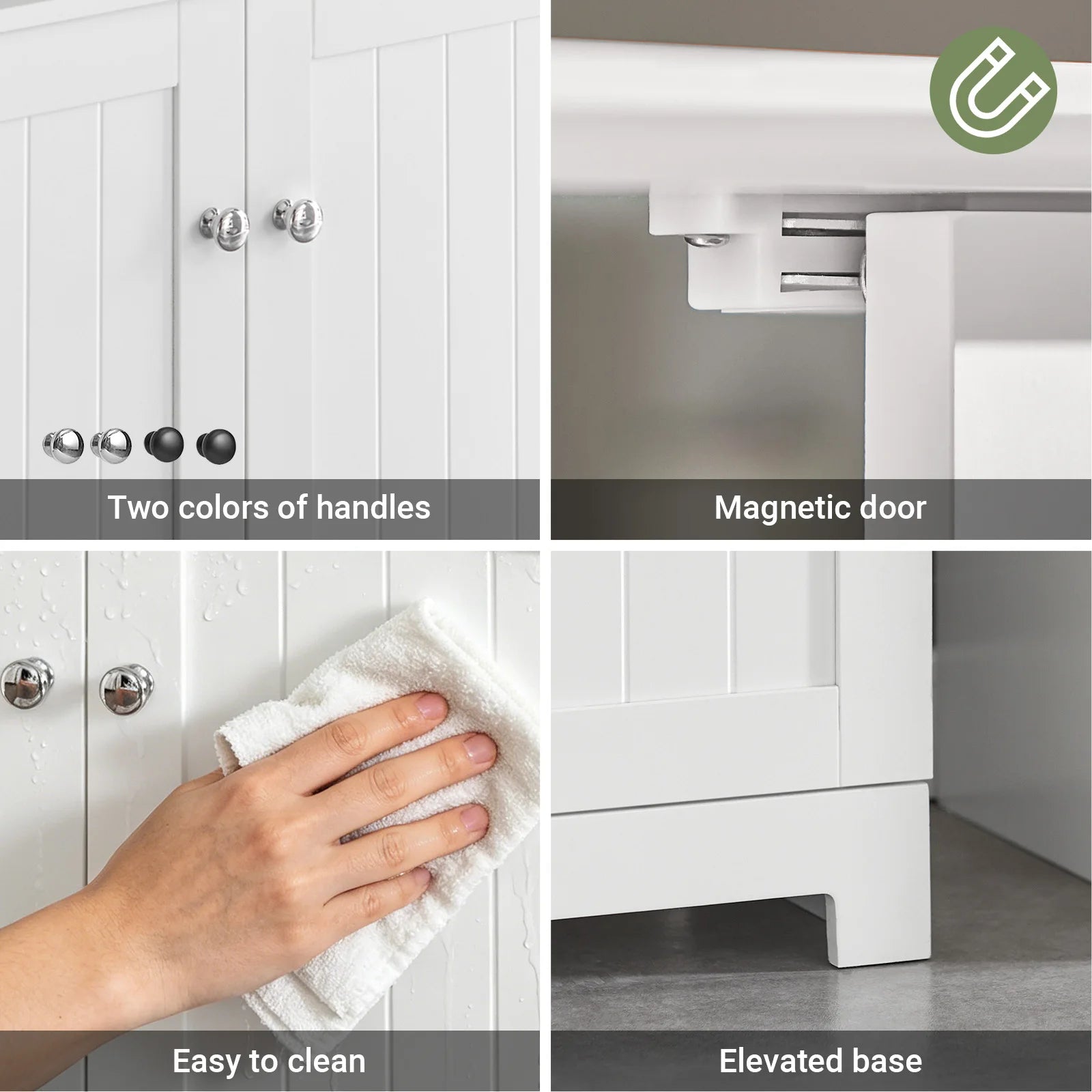 Under Sink Bathroom Cabinet with U-Shape Storage 60x60x30cm