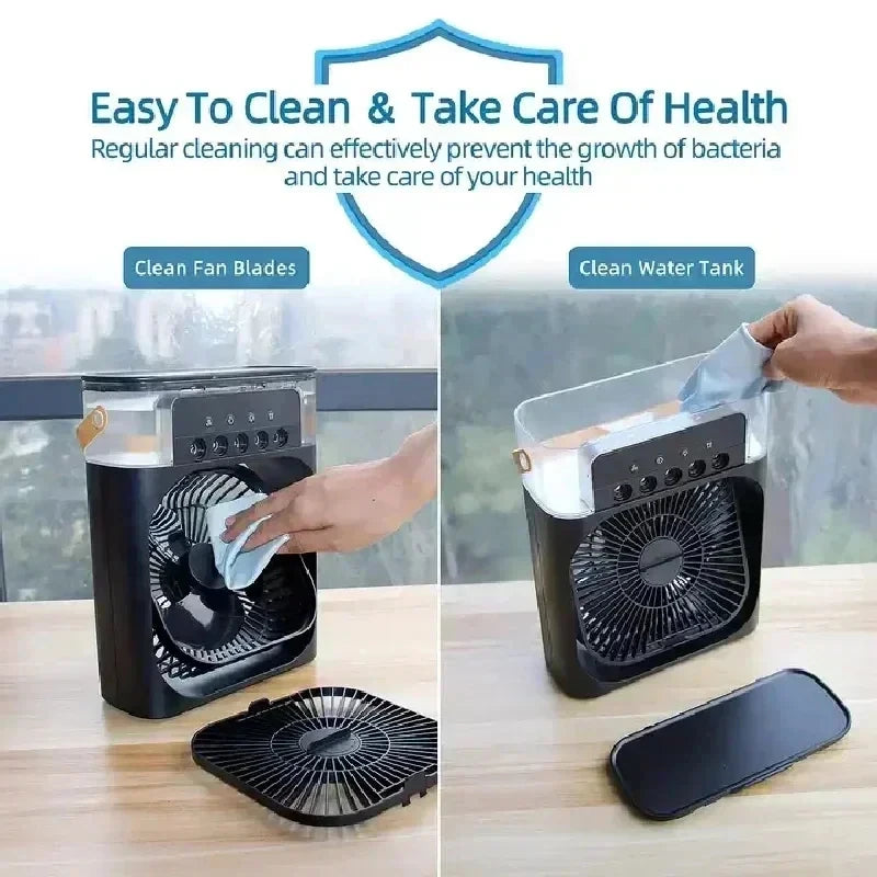 3-in-1 Mini Air Cooler Fan with Humidifier and Night Light