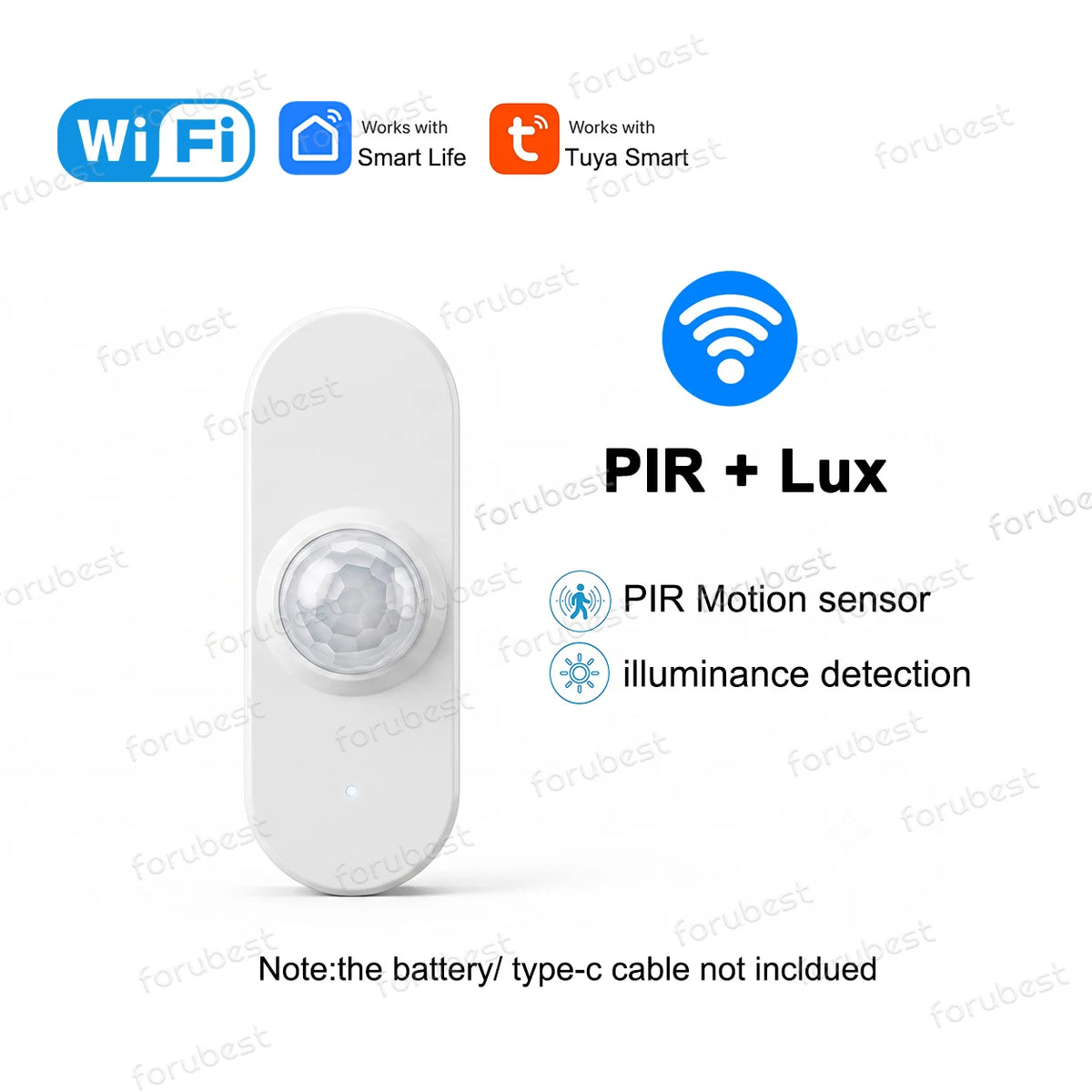 Tuya WiFi Smart PIR Motion Sensor With Brightness Temperature Humidity Detector USB/Battery Powered Human Body Infrared Sensor
