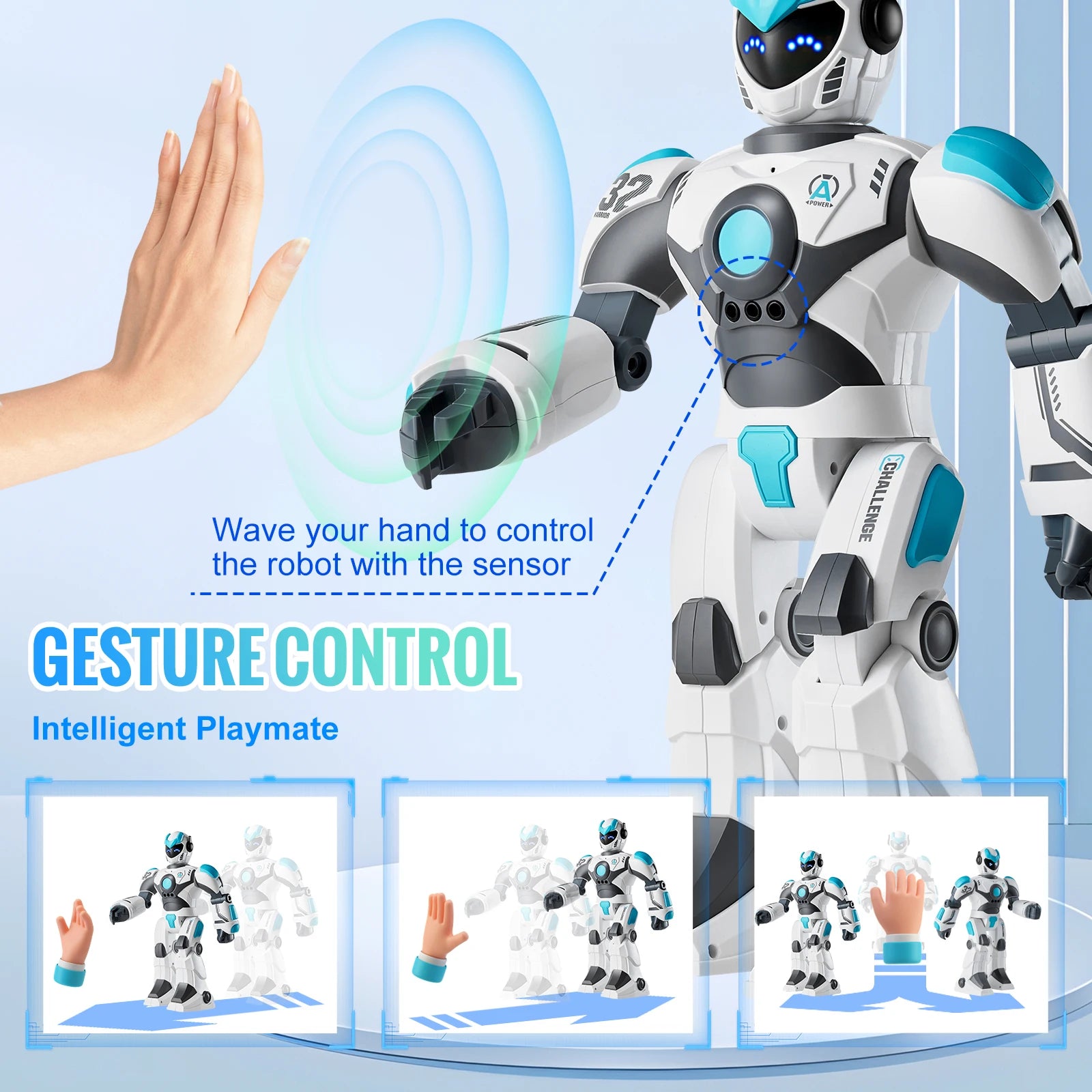 Jouet Robot Intelligent RC avec Contrôle Vocal, Gestes et Programmation