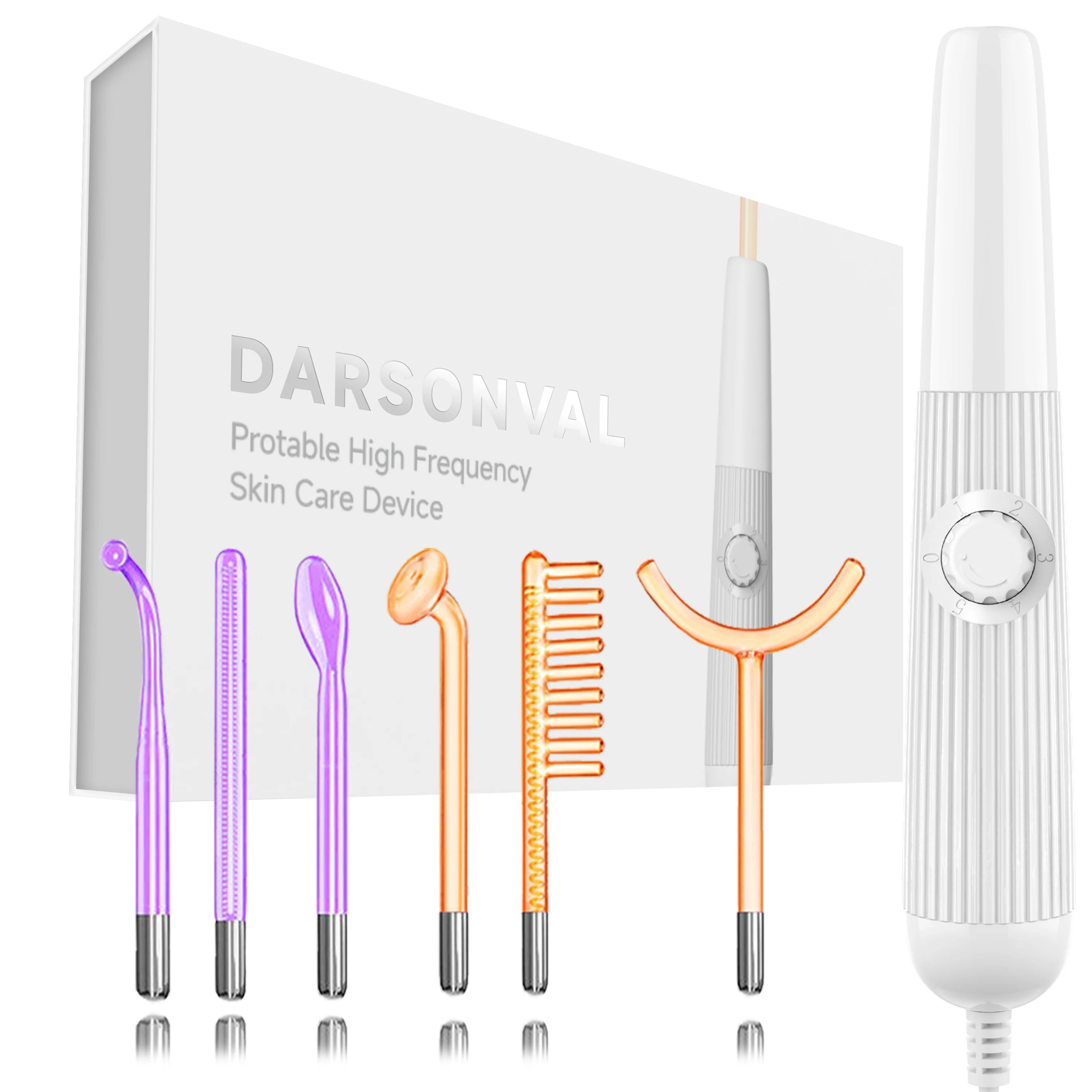 Darsonval New High Frequency Facial Machine Skin Therapy With 6 Neon & Argon Wands Remove Wrinkles Acne Facial Therapy Wand 
