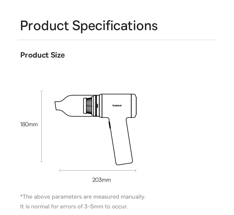 Baseus Car Vacuum Cleaner Wireless Air Dust Blower Gun for Car Powerful Portable Car Cleaning Appliance Cordless Vehicle Cleaner 