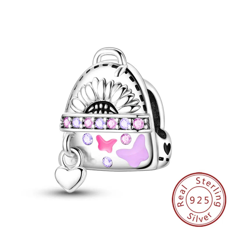 Fit Original 925 Sterling Silver Charms Beads Bow Perfume Bottle Pink Charms for Women Fine DIY Birthday Jewelry Gifts 