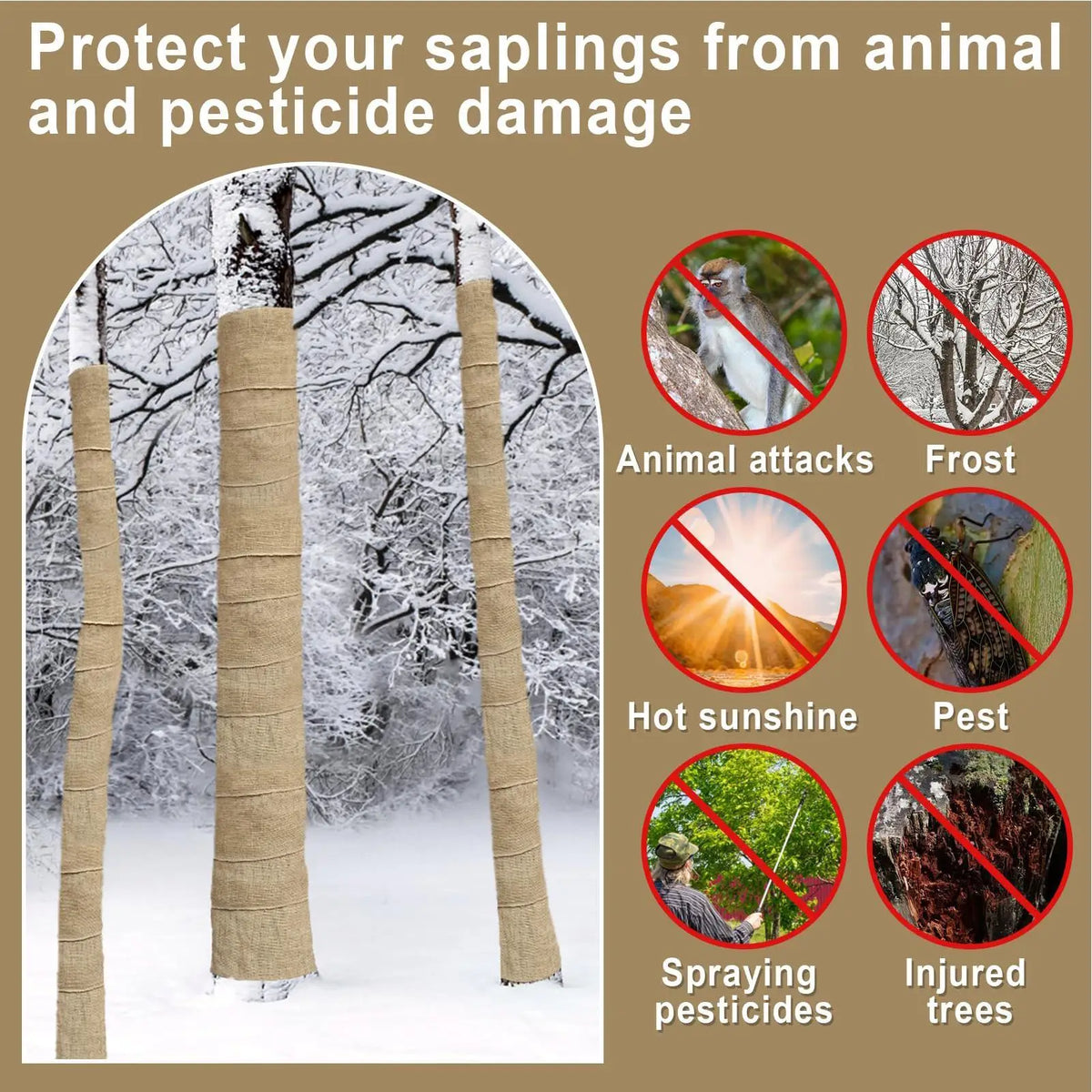  Opaska jutowa na pień drzewa — 30 × 200 cm