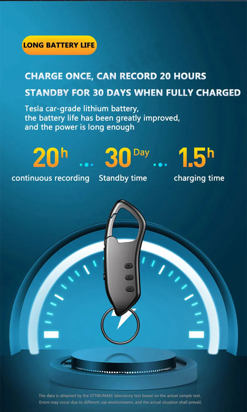 Mini Voice Activated Recorder Digital Audio Recording Keychain Device Wearable Sound Professional Micro Dictaphone STTWUNAKE 