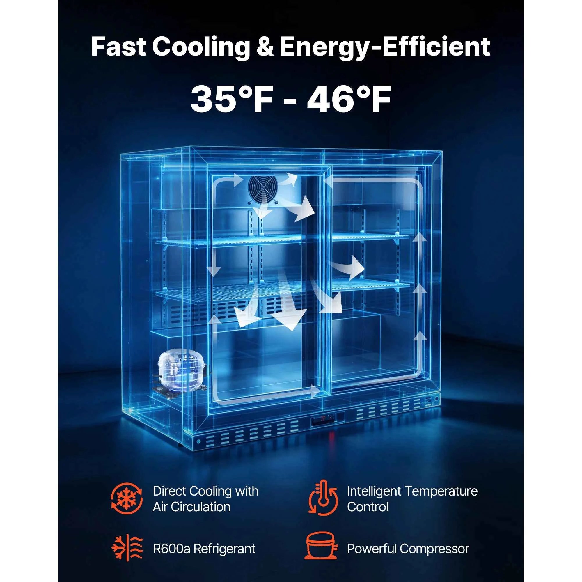 7.4/11.4 Cu. Ft. Back Bar Cooler with LED Lighting