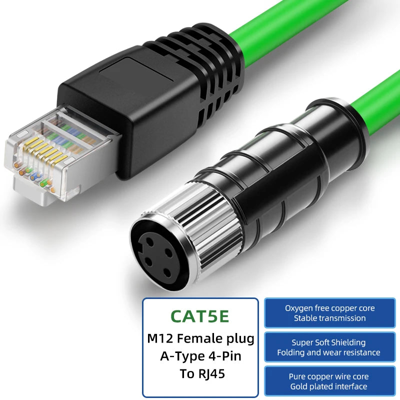 Cavo M12 a RJ45 IP67 Impermeabile, Alta Flessibilità, schermato STP M12 a RJ45 Cavo Ethernet Industriale per EtherCAT/Profinet/IIoT