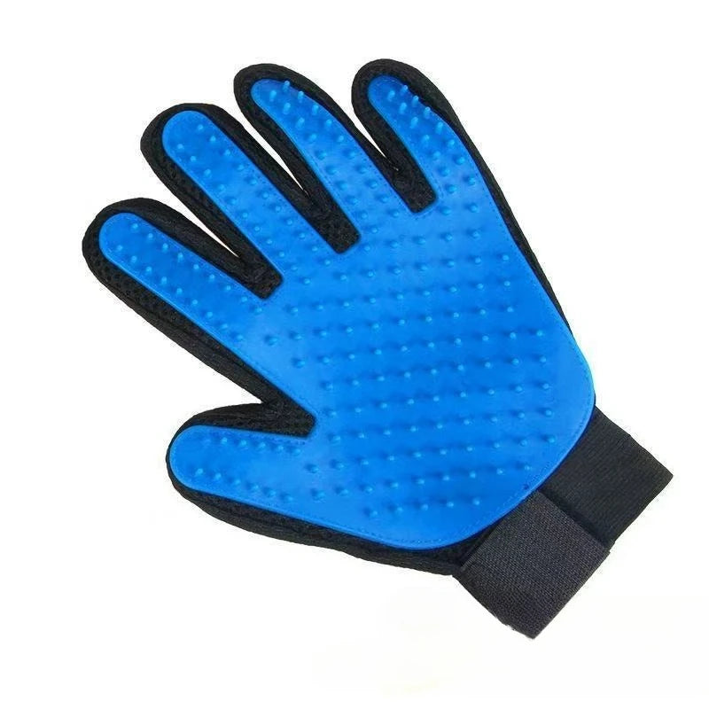 Luvas de escovagem para animais, opções de mão e par em vermelho/azul