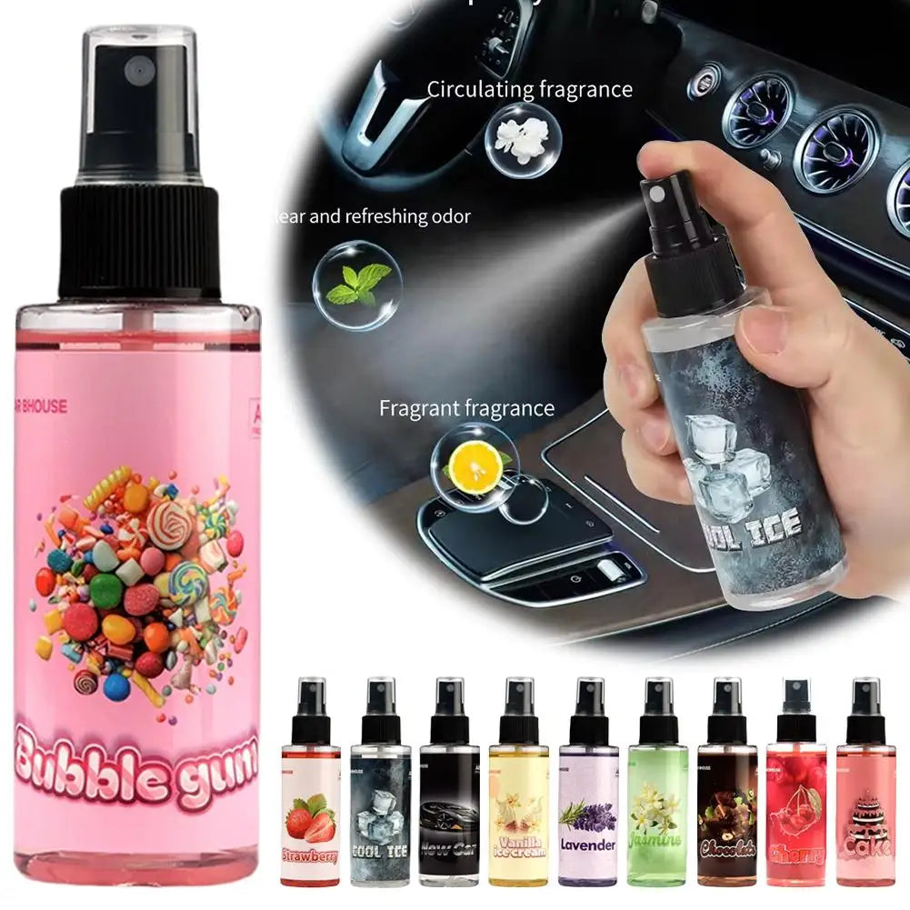 Perfume de ambiente montado en coche pulverizador fragancia de coche aerosol perfume desodorante para aromaterapia automotriz