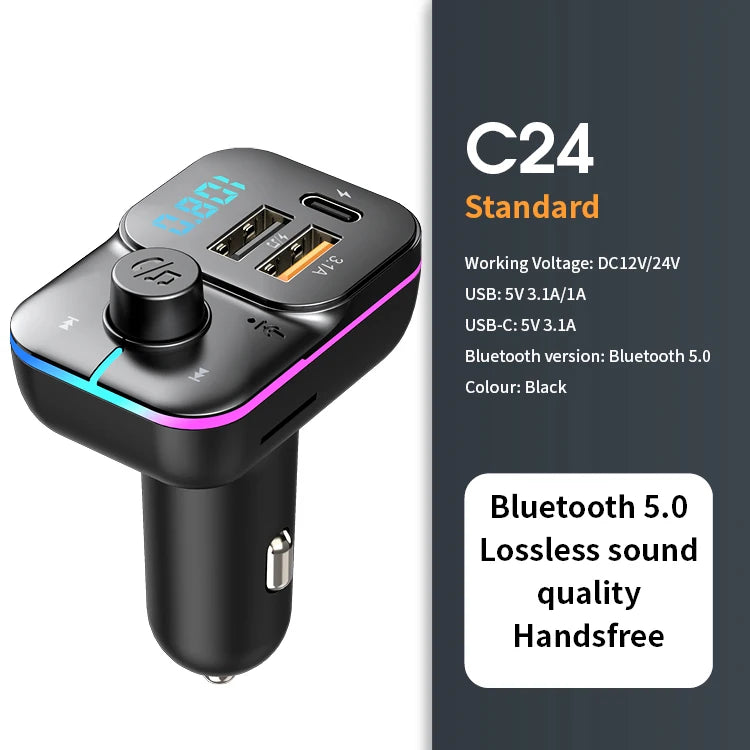 Bluetooth 5.0 FM vysielač Handsfree car radio modul MP3 prehrávač s 22.5W USB Superrýchlym nabíjaním adaptér do auta