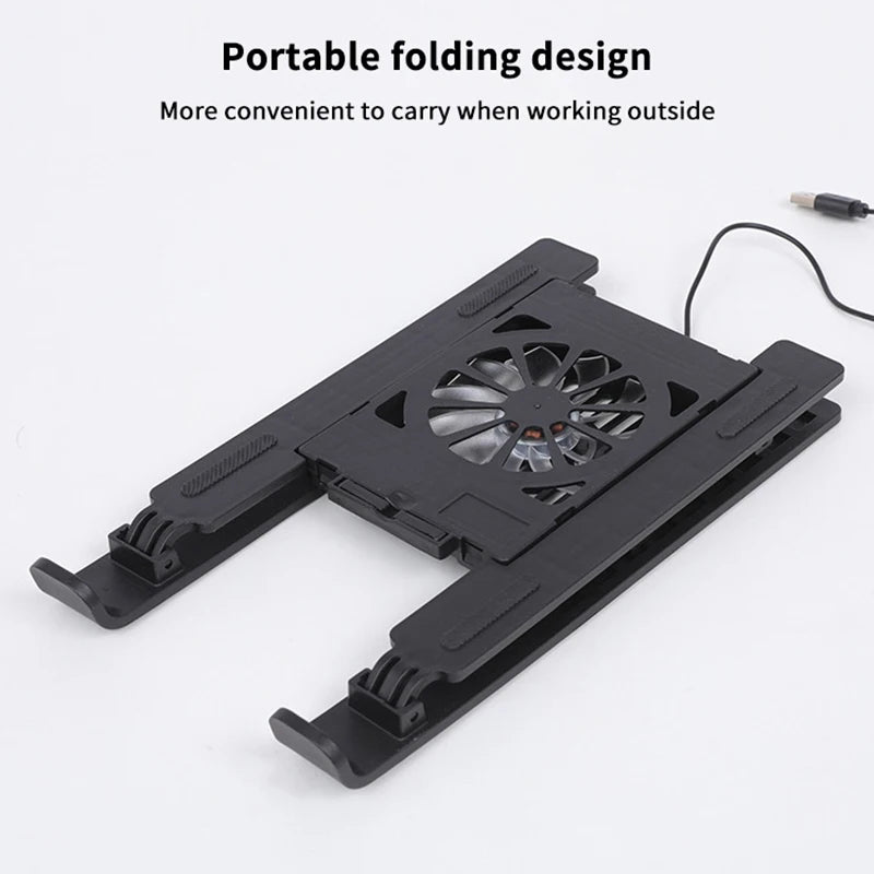 Base Refrigerante para Laptop, Soporte Plegable, Almohadilla de Enfriamiento Portátil para Notebook, Soporte Elevador con 1 Ventilador de Enfriamiento