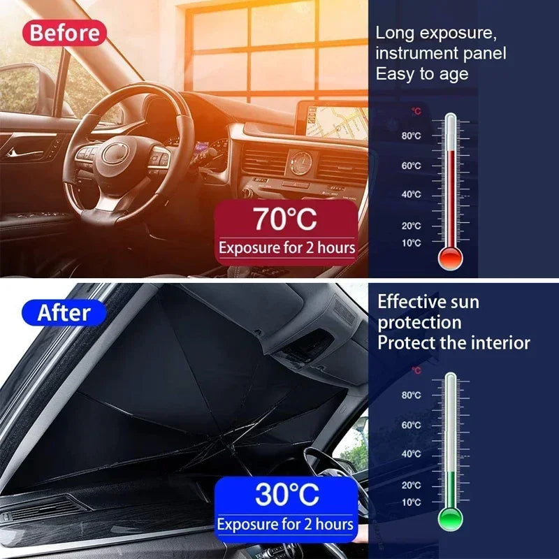 Car Sunshade Windshield Umbrella Front Sun Shade Parasol Foldable Summer Protection Car Seat Heat Insulation Car Accessories 