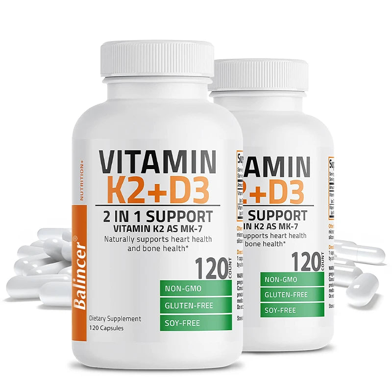 Cápsulas de suplemento de vitamina D3 e K2