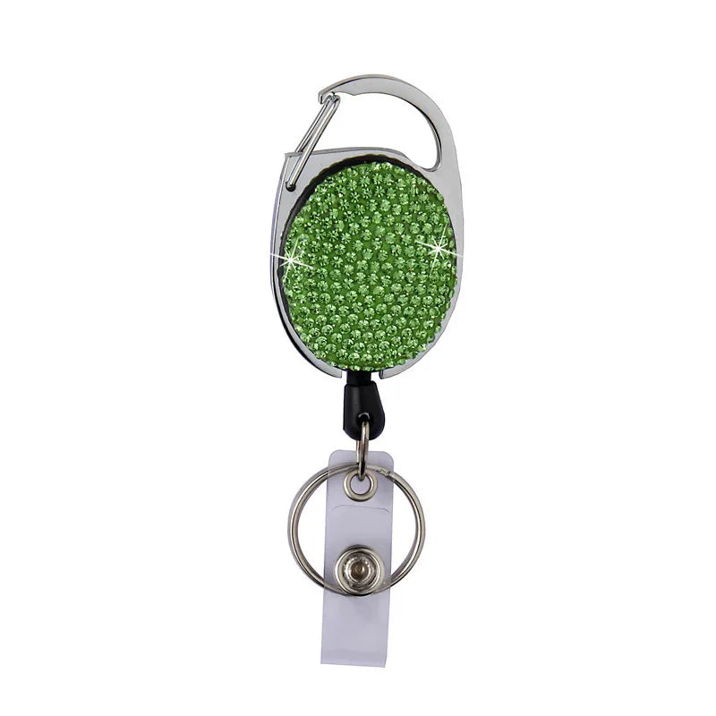 Retractable Crystal ID Badge Reel Keychain