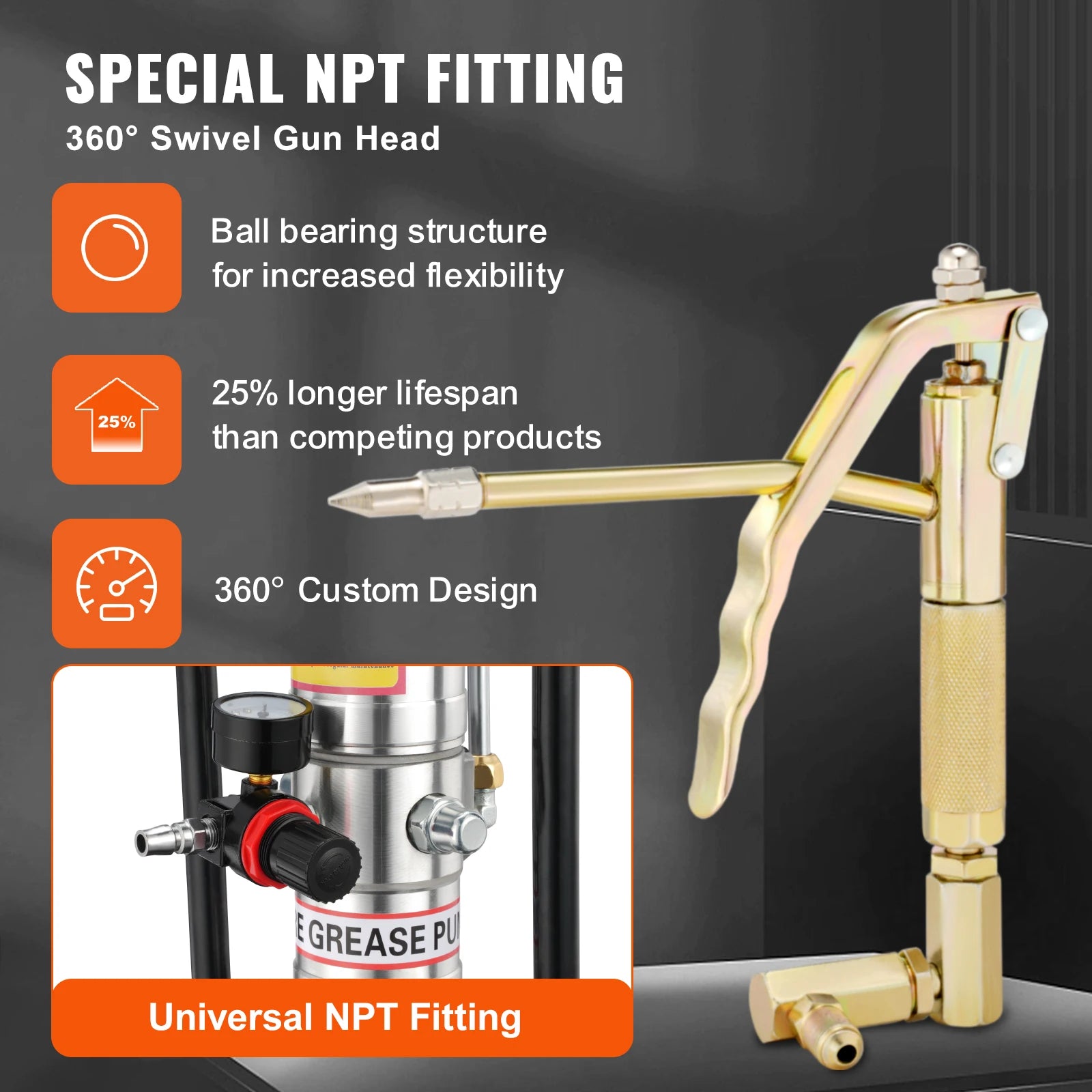 Air Operated Grease Pump with Hose and Wheels, 50:1 Ratio