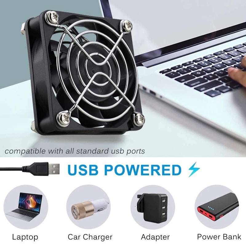 120x120x25mm 80x80x25mm 12V USB Power Cooling Case Fan For Receiver DVR Xbox TV Box Router
