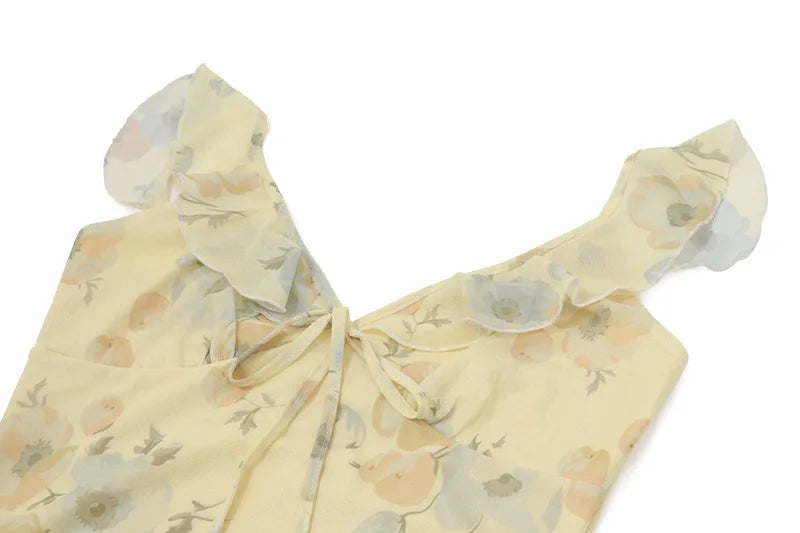 Cryptographic Summer Floral Print Plunge Maxi Dress Outfits Sexy Backless Fairy Sun Dresses Vacation Beachwear Vestido Coquette 