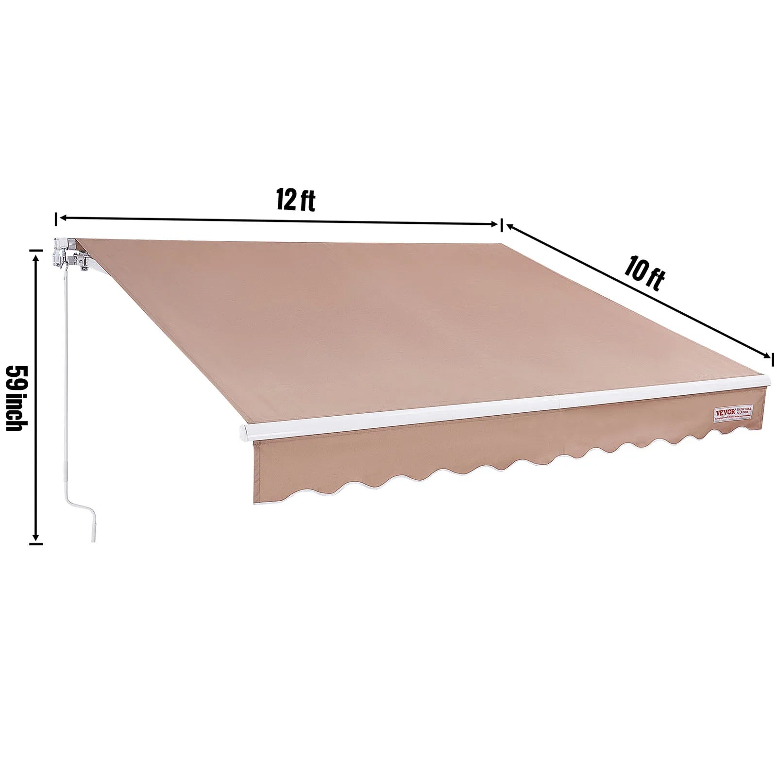 SucceBuy Manual Retractable Awning Outdoor Awning Retractable Sun Shade Water-Resistant Polyester Patio Door Window for Backyard