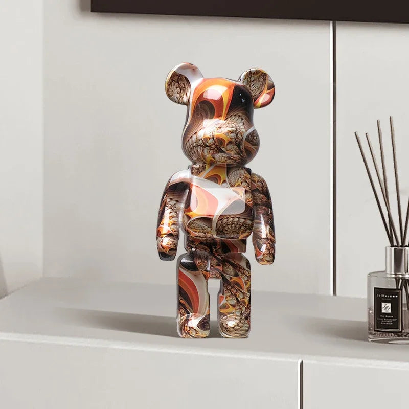 27cm/10Inches Graffiti Bear Figurine Home Decor Animal Abstract Ornament Storage Money Jar Modern Room Sculpture Table Decor 