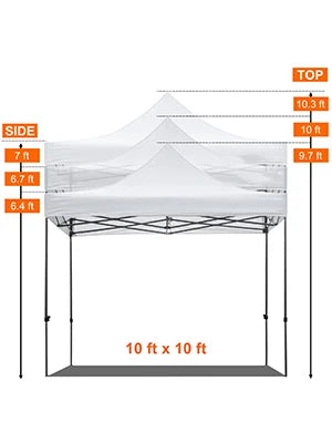 SucceBuy Tenda de Palco Pop Up 10x10 Alpendre ao Ar Livre com Paredes Laterais Removíveis e Bolsa com Rodas Abrigo Portátil Instantâneo para Festa/Acampamento