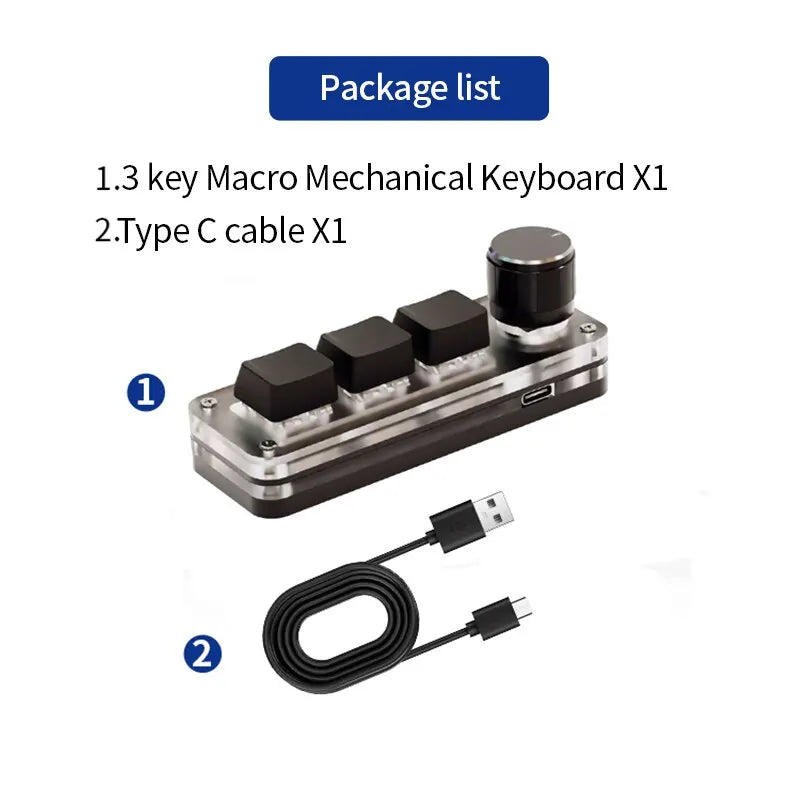 Three-Key Programmable Macro Pad with Knob