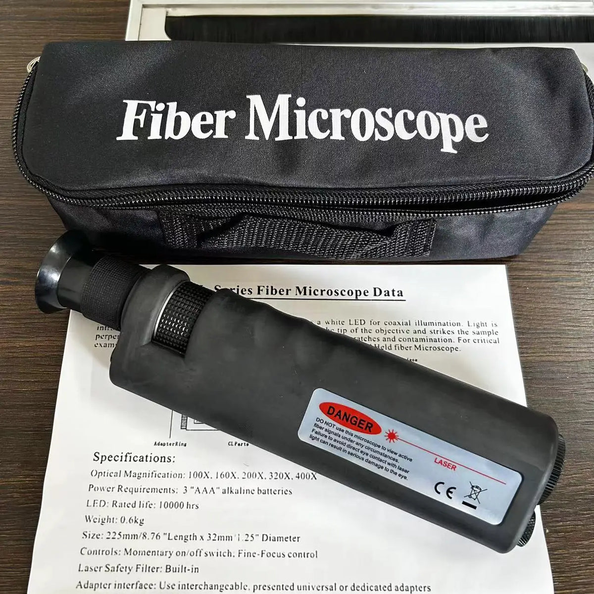 400x draagbare vezelinspectie-microscoop
