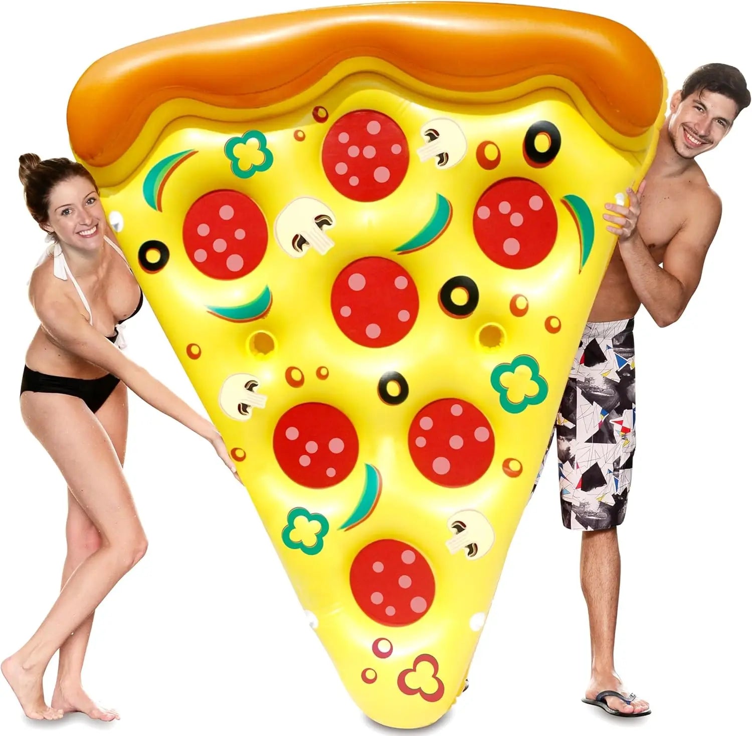 Giant Inflatable Pizza Slice Pool Float with Cup Holders
