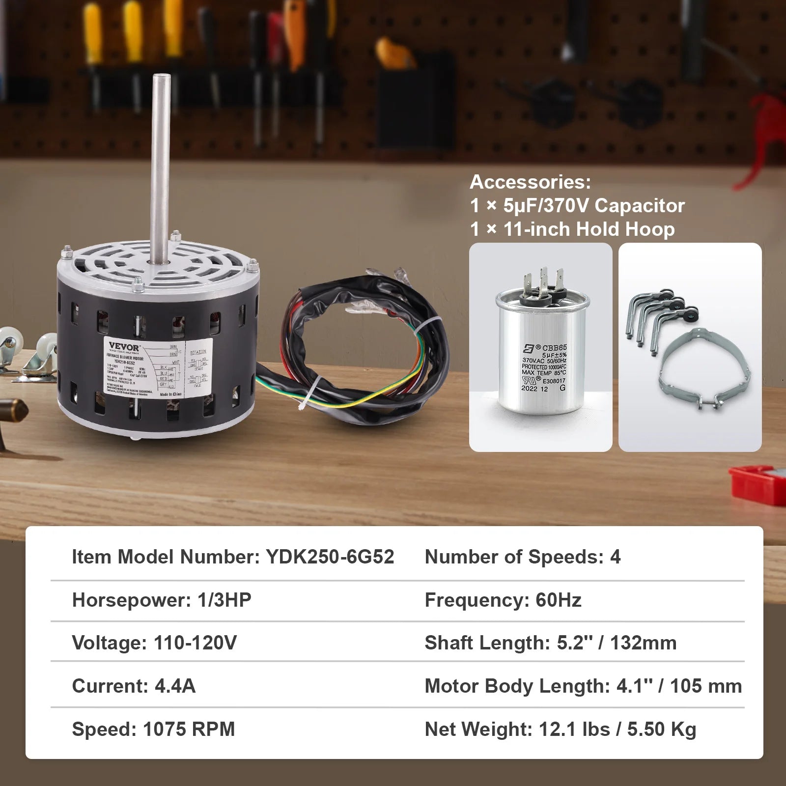 Motor ventilátoru topení 1/3 HP 1075 ot./min 4 rychlosti 48 rám Reverzibilní