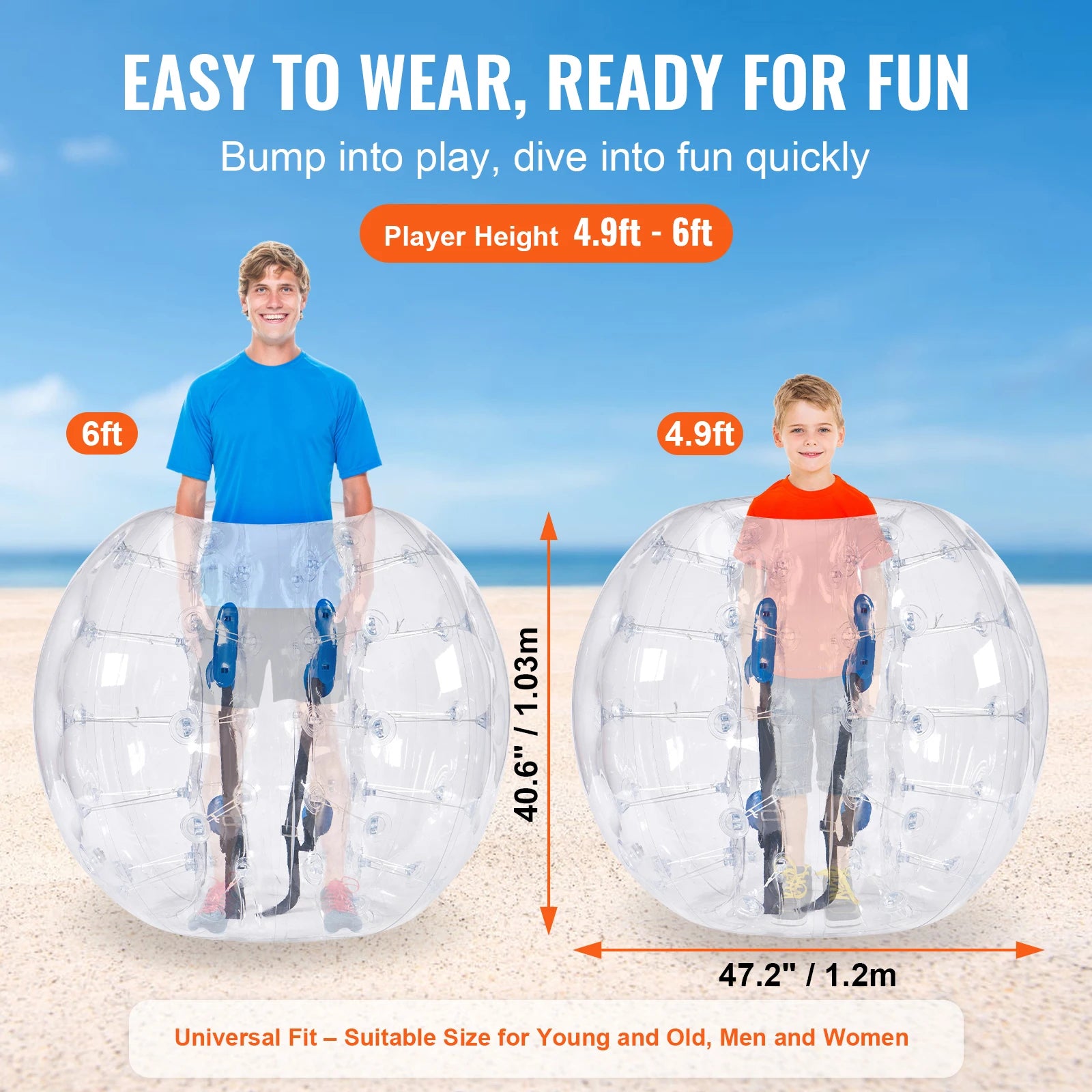 4FT Nafukovacia nárazová lopta Zorb pre deti a tínedžerov PVC telesná lopta