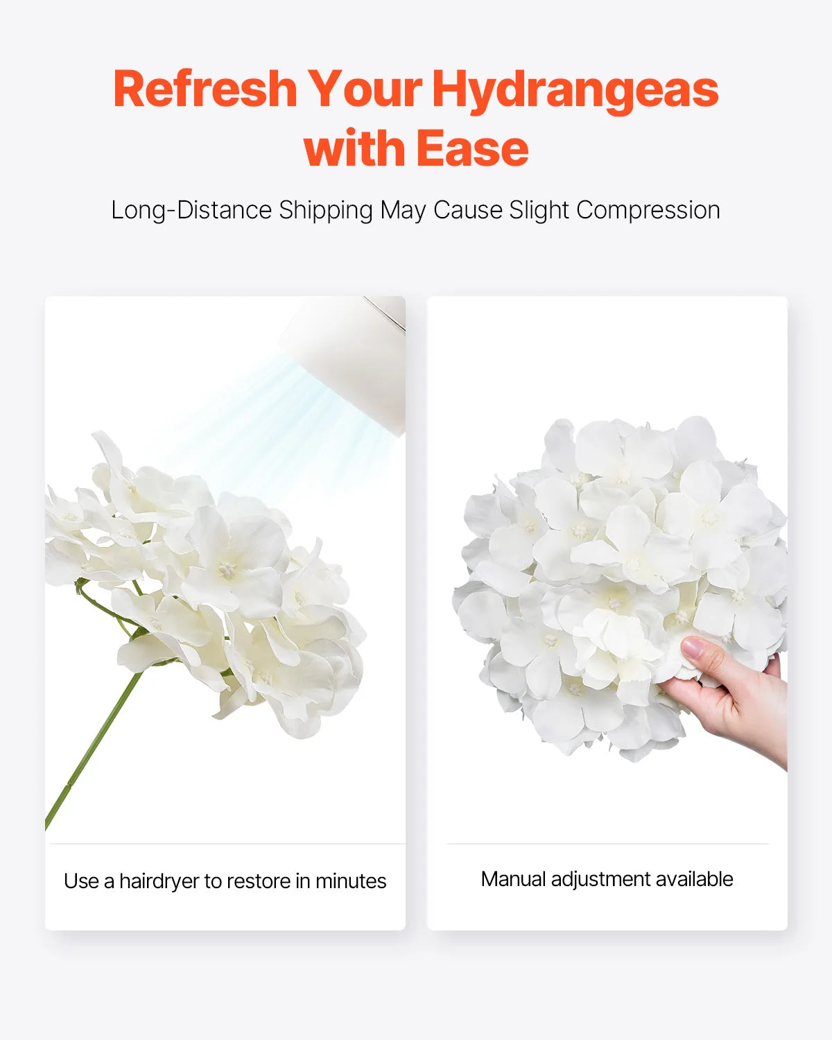 SucceBuy Artificial Flowers Real Looking White Silk Fake Hydrangea Bulk Faux Bridal Shower with Stem for DIY Wedding Bouquets