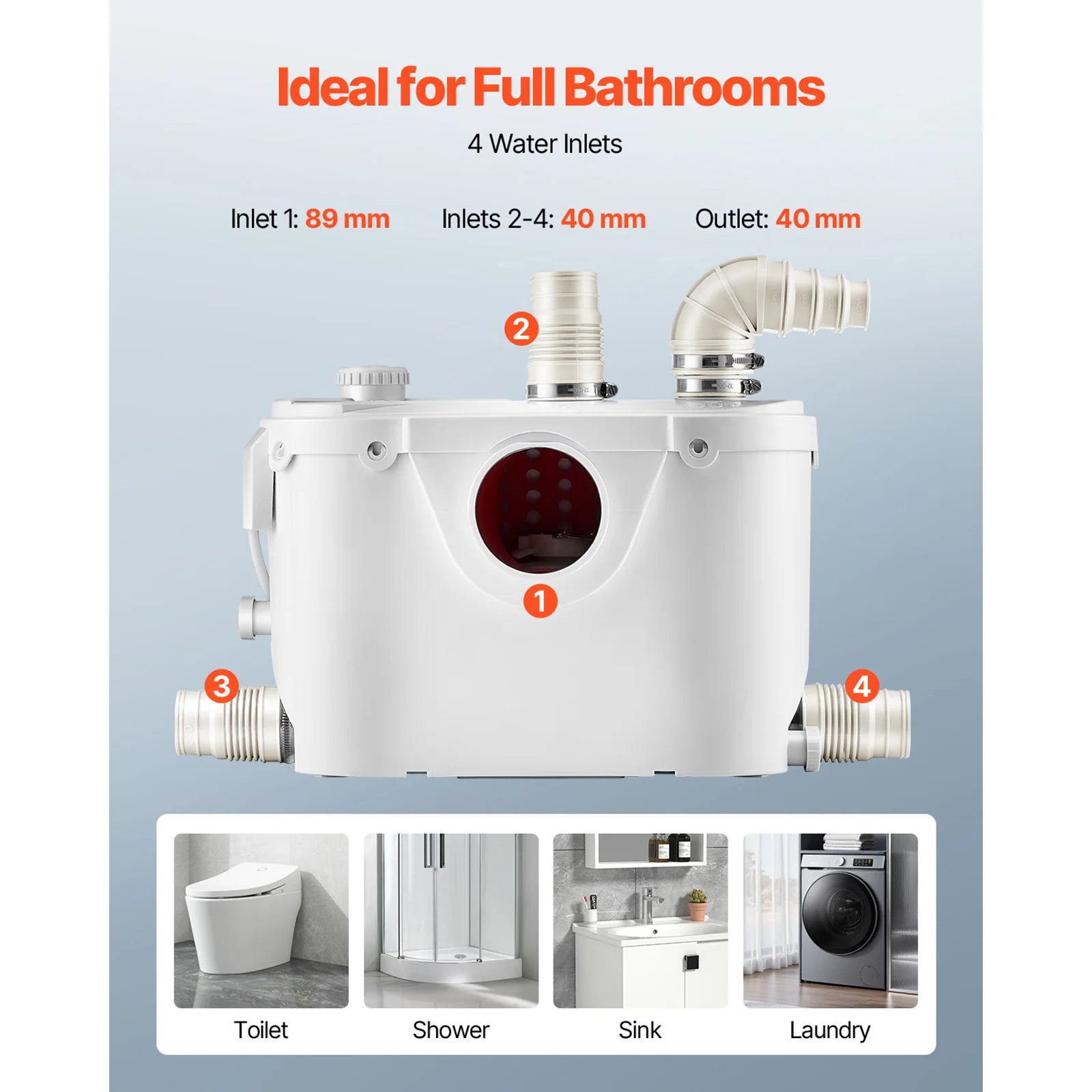 Macerator Pump Upflush Wastewater System for Toilet & Basement