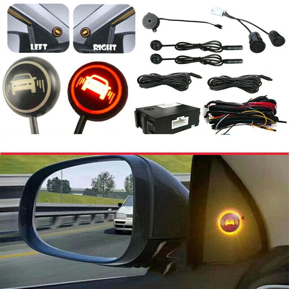 Systém monitorování mrtvého úhlu auta s LED varováním a bzučákem