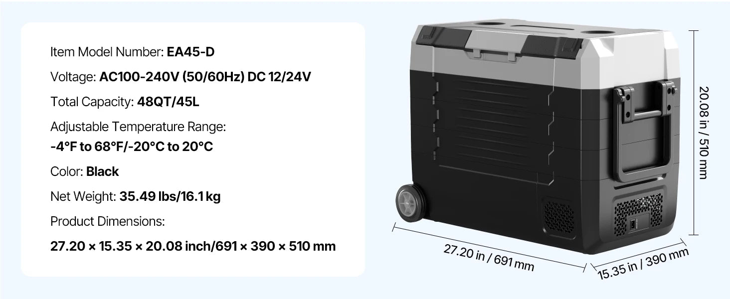 Portable Car Refrigerator Freezer 35L/45L/55L with App Control