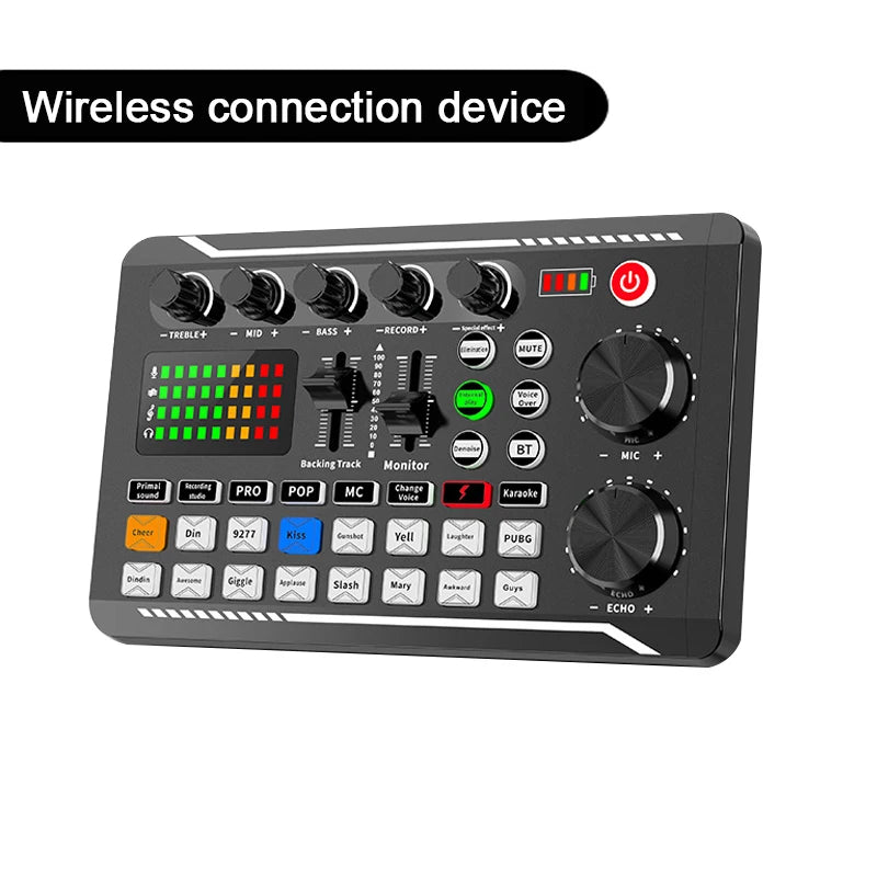 Live Sound Card And Audio Interface With DJ Mixer Effects Voice Changer Bluetooth-compatible Mixer For Live Streaming Singing 