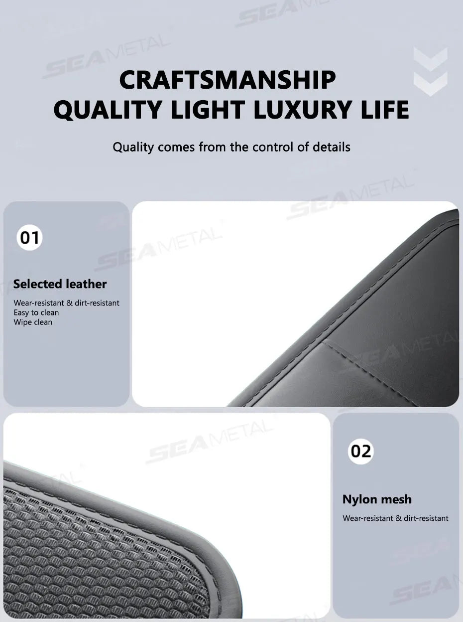 SEAMETAL 9 in 1 Sun Visor Organizer for Car PU Leather Zipper Storage Bag Net Pouch Auto Storage Pocket with Glasses/Card Holder