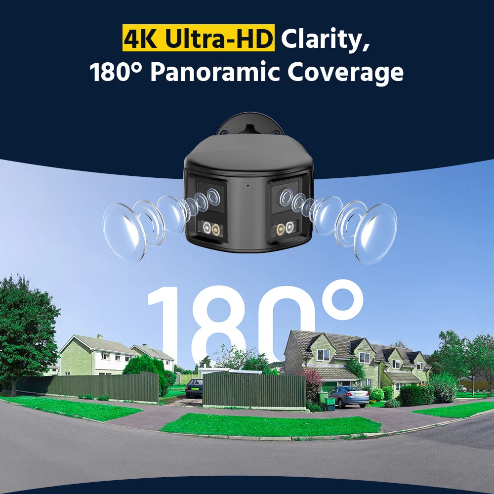 4K 8MP 180° Dual Lens Security Camera with Color Night Vision