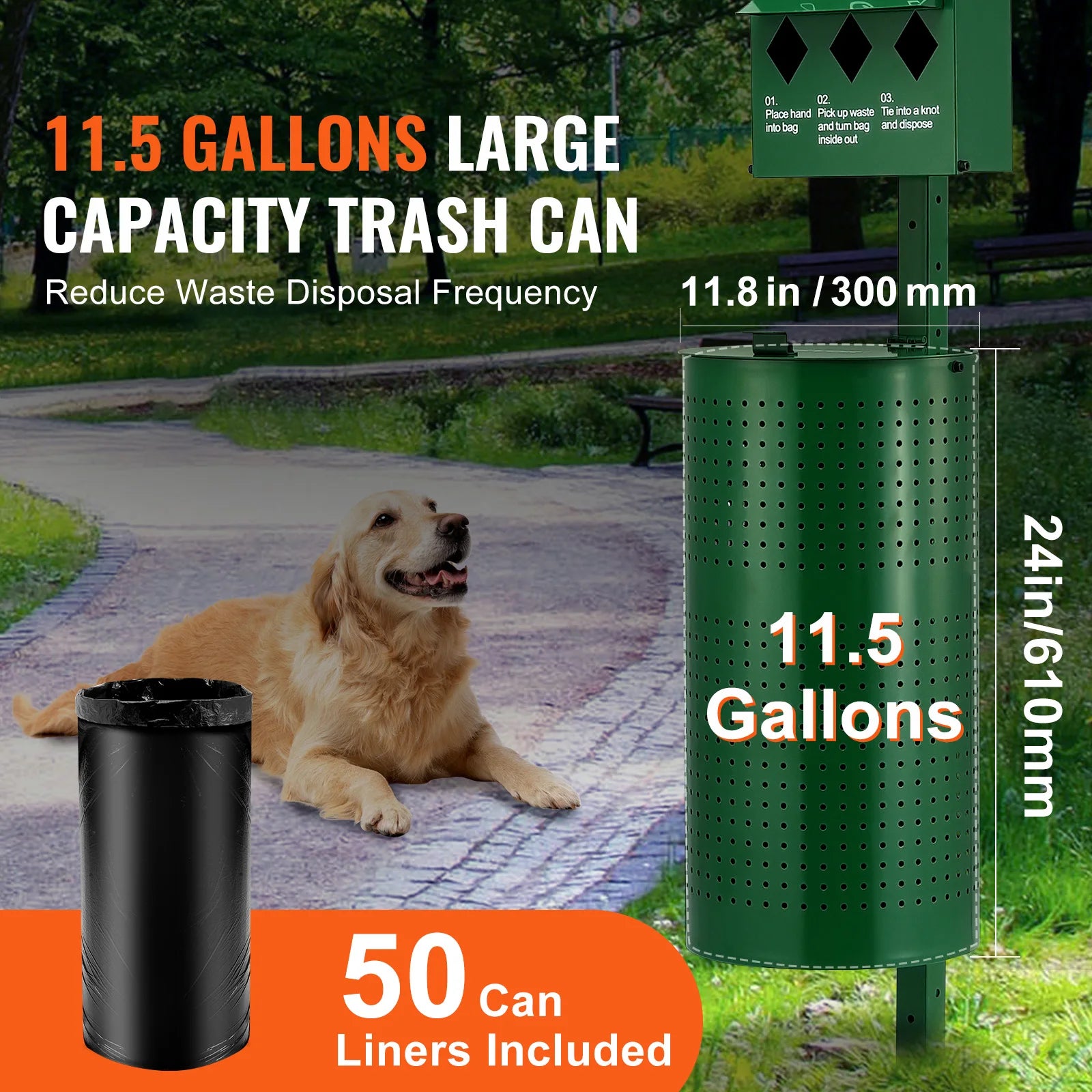 SucceBuy Hundekot-Station mit Handwaschflasche, Hundekot-Station mit Beutelspender, Hundekot-Entsorgungssystem für Outdoor-Bereich
