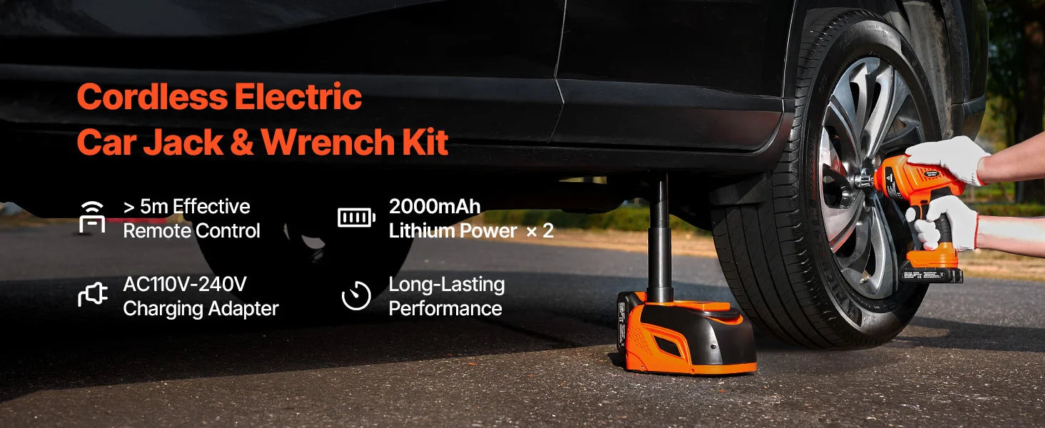 Kit cric elettrico 5T con chiave a impulsi, LED e telecomando